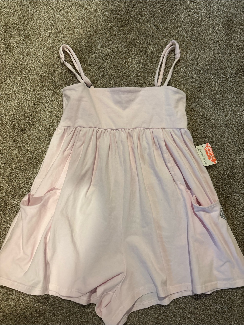 FP Movement by Free People Pale Pink Spaghetti-Strap Romper